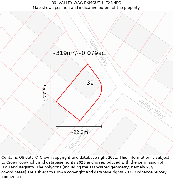 39, VALLEY WAY, EXMOUTH, EX8 4PD: Plot and title map