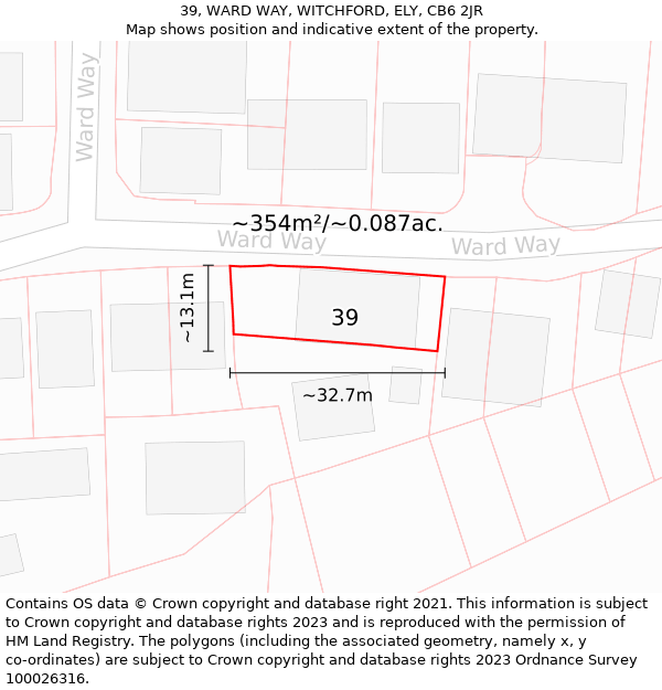 39, WARD WAY, WITCHFORD, ELY, CB6 2JR: Plot and title map