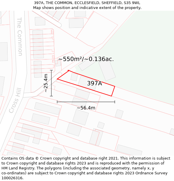 397A, THE COMMON, ECCLESFIELD, SHEFFIELD, S35 9WL: Plot and title map