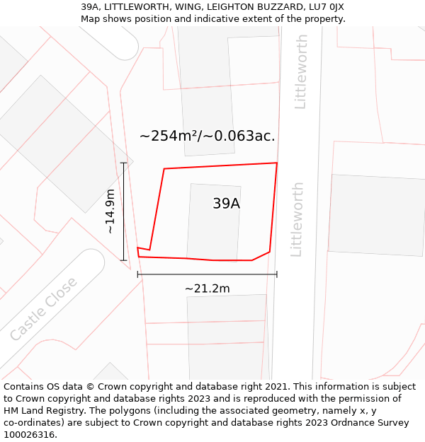 39A, LITTLEWORTH, WING, LEIGHTON BUZZARD, LU7 0JX: Plot and title map