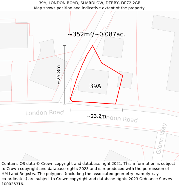 39A, LONDON ROAD, SHARDLOW, DERBY, DE72 2GR: Plot and title map