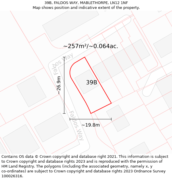 39B, FALDOS WAY, MABLETHORPE, LN12 1NF: Plot and title map