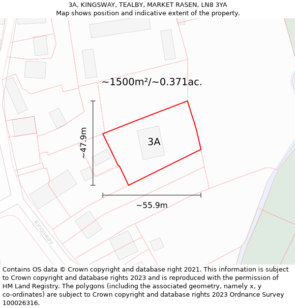 3A, KINGSWAY, TEALBY, MARKET RASEN, LN8 3YA: Plot and title map