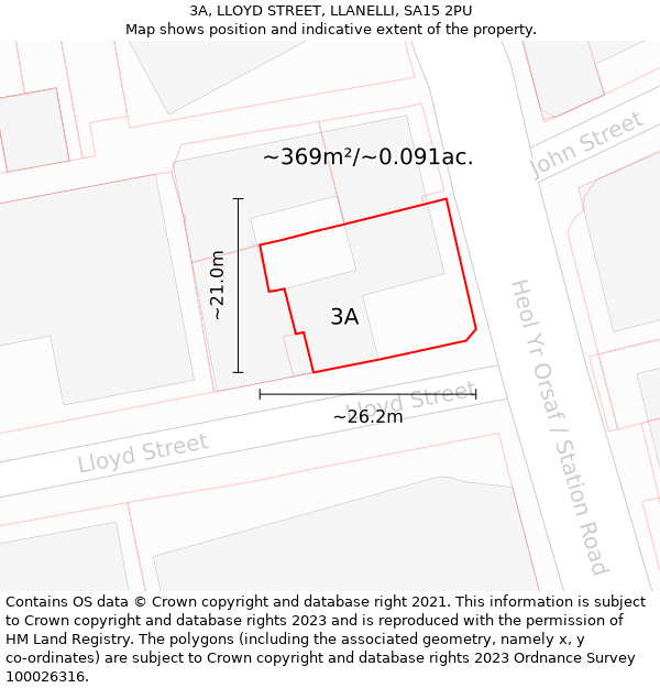 3A, LLOYD STREET, LLANELLI, SA15 2PU: Plot and title map