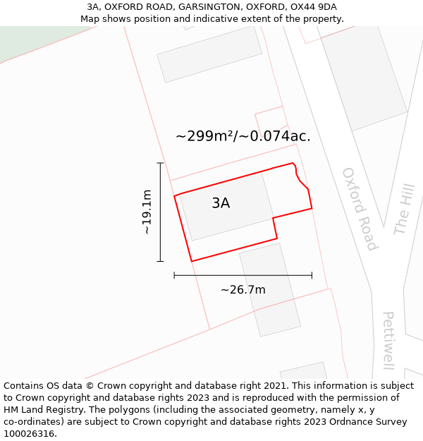 3A, OXFORD ROAD, GARSINGTON, OXFORD, OX44 9DA: Plot and title map