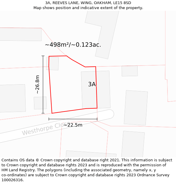 3A, REEVES LANE, WING, OAKHAM, LE15 8SD: Plot and title map