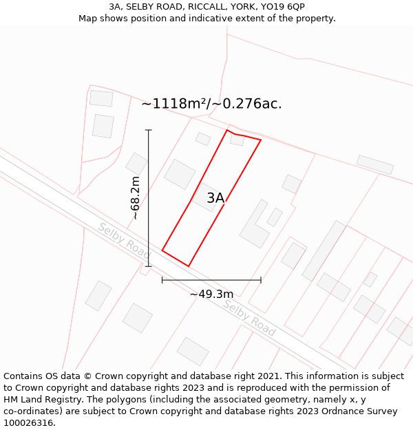 3A, SELBY ROAD, RICCALL, YORK, YO19 6QP: Plot and title map