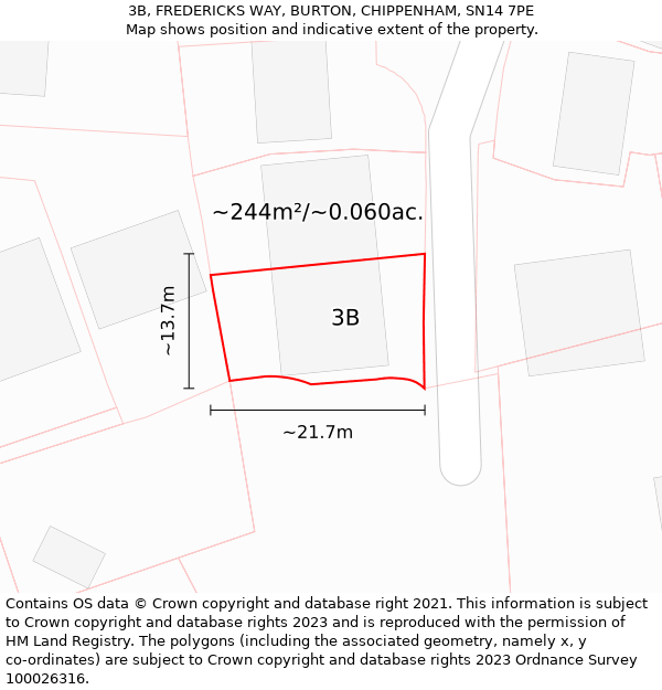 3B, FREDERICKS WAY, BURTON, CHIPPENHAM, SN14 7PE: Plot and title map