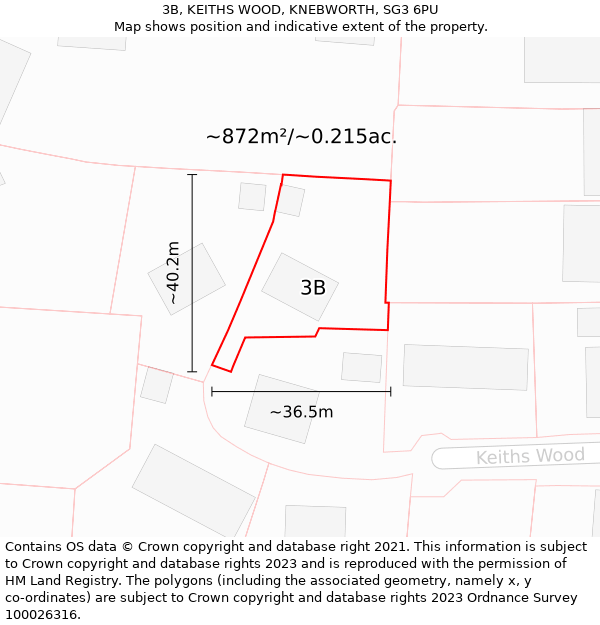 3B, KEITHS WOOD, KNEBWORTH, SG3 6PU: Plot and title map