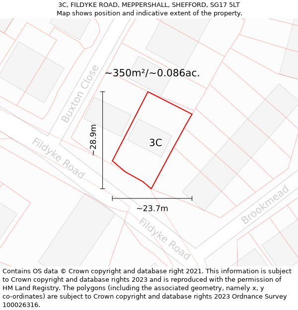 3C, FILDYKE ROAD, MEPPERSHALL, SHEFFORD, SG17 5LT: Plot and title map