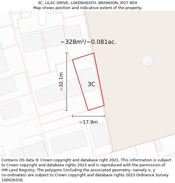 3C, LILAC DRIVE, LAKENHEATH, BRANDON, IP27 9DX: Plot and title map