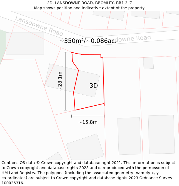 3D, LANSDOWNE ROAD, BROMLEY, BR1 3LZ: Plot and title map
