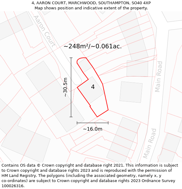 4, AARON COURT, MARCHWOOD, SOUTHAMPTON, SO40 4XP: Plot and title map