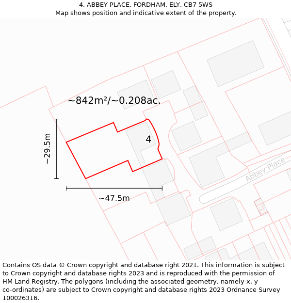 4, ABBEY PLACE, FORDHAM, ELY, CB7 5WS: Plot and title map