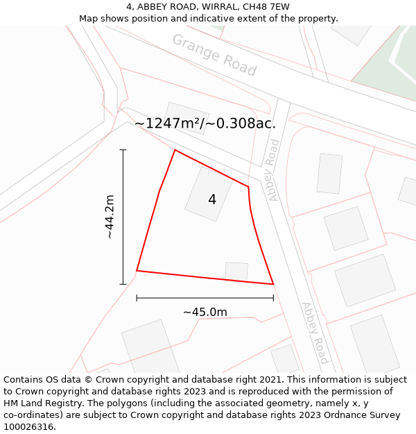 4, ABBEY ROAD, WIRRAL, CH48 7EW: Plot and title map