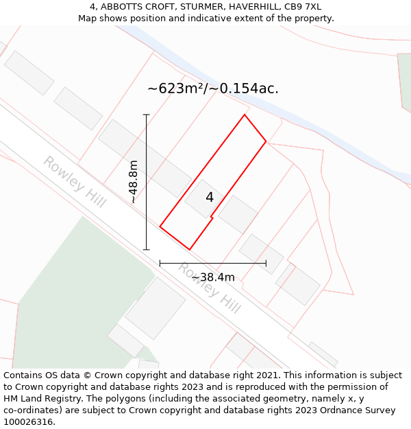 4, ABBOTTS CROFT, STURMER, HAVERHILL, CB9 7XL: Plot and title map