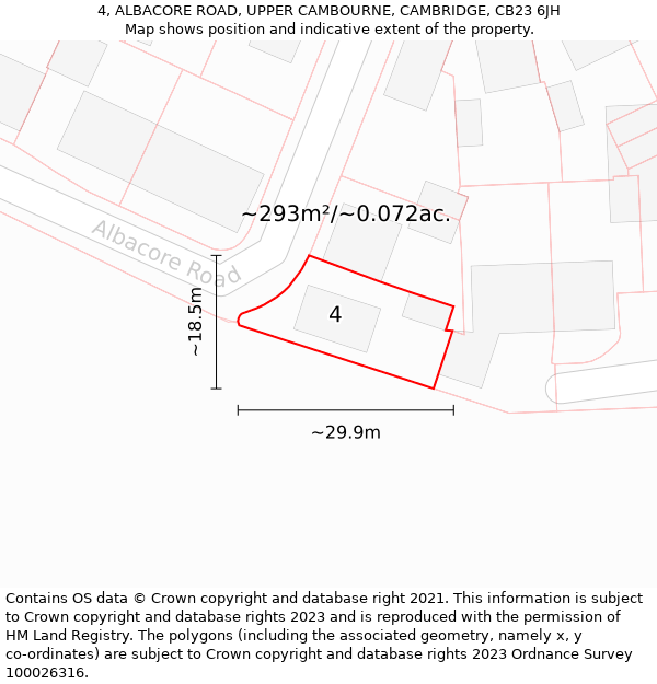 4, ALBACORE ROAD, UPPER CAMBOURNE, CAMBRIDGE, CB23 6JH: Plot and title map