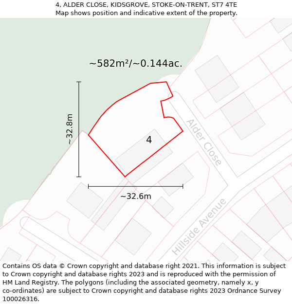 4, ALDER CLOSE, KIDSGROVE, STOKE-ON-TRENT, ST7 4TE: Plot and title map