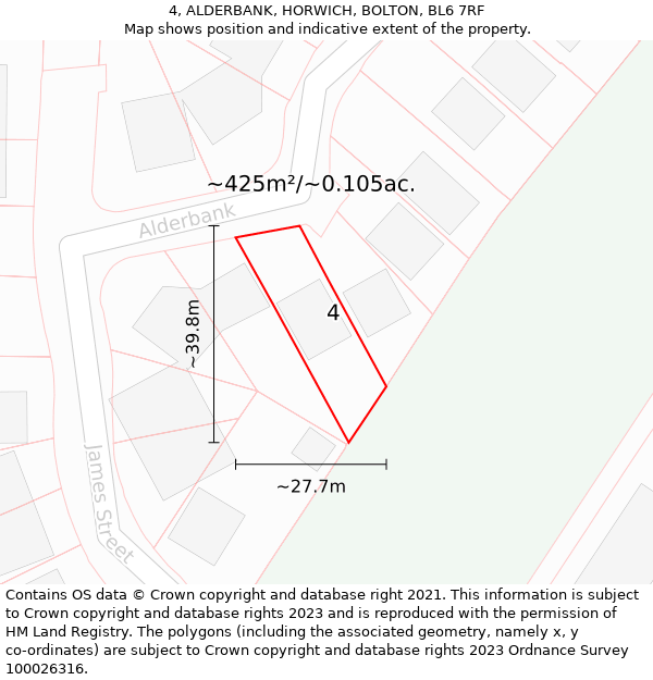 4, ALDERBANK, HORWICH, BOLTON, BL6 7RF: Plot and title map