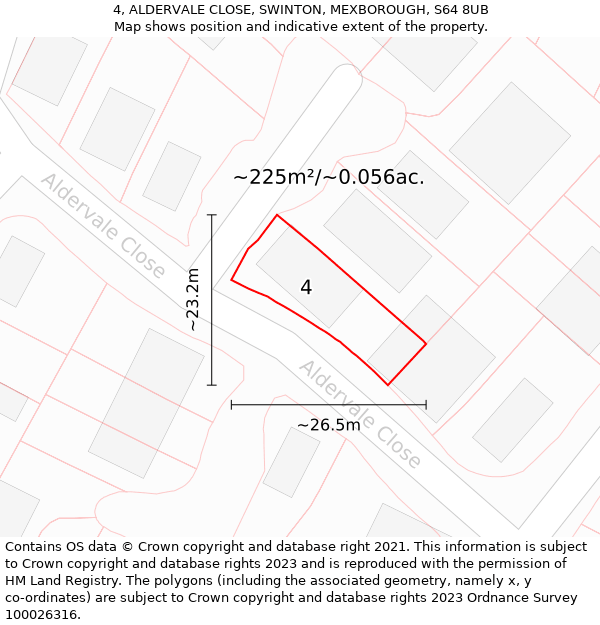 4, ALDERVALE CLOSE, SWINTON, MEXBOROUGH, S64 8UB: Plot and title map