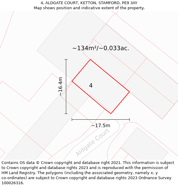 4, ALDGATE COURT, KETTON, STAMFORD, PE9 3AY: Plot and title map