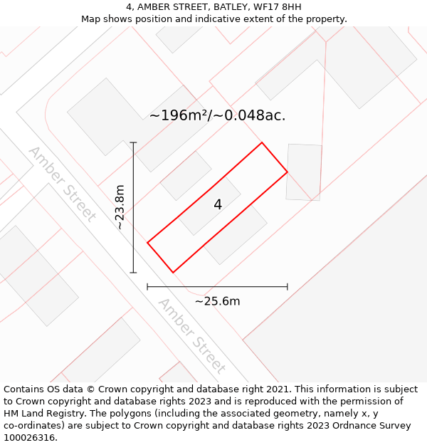 4, AMBER STREET, BATLEY, WF17 8HH: Plot and title map