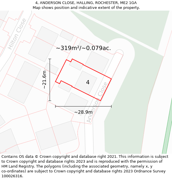 4, ANDERSON CLOSE, HALLING, ROCHESTER, ME2 1GA: Plot and title map