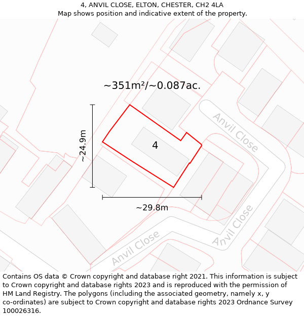 4, ANVIL CLOSE, ELTON, CHESTER, CH2 4LA: Plot and title map