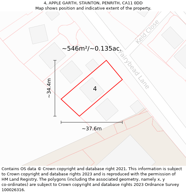 4, APPLE GARTH, STAINTON, PENRITH, CA11 0DD: Plot and title map