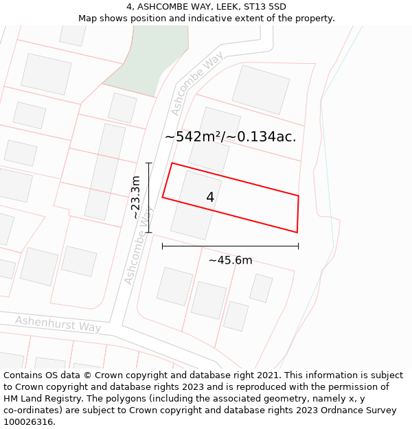 4, ASHCOMBE WAY, LEEK, ST13 5SD: Plot and title map