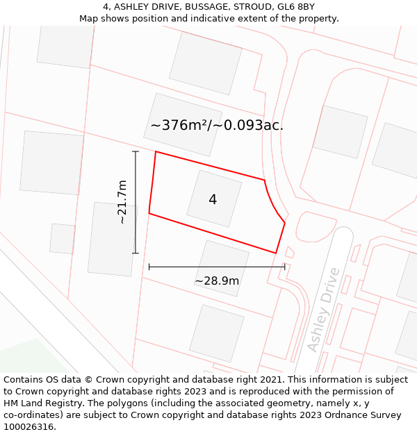 4, ASHLEY DRIVE, BUSSAGE, STROUD, GL6 8BY: Plot and title map