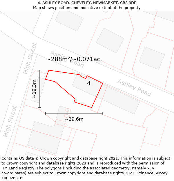 4, ASHLEY ROAD, CHEVELEY, NEWMARKET, CB8 9DP: Plot and title map