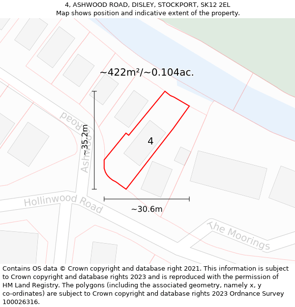 4, ASHWOOD ROAD, DISLEY, STOCKPORT, SK12 2EL: Plot and title map