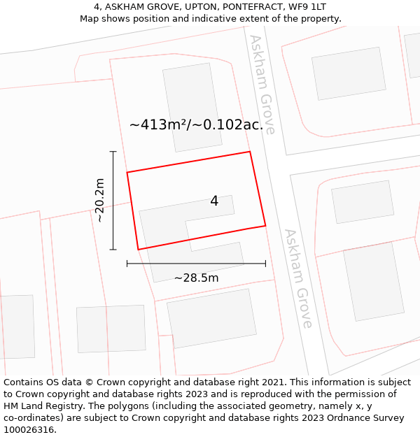 4, ASKHAM GROVE, UPTON, PONTEFRACT, WF9 1LT: Plot and title map