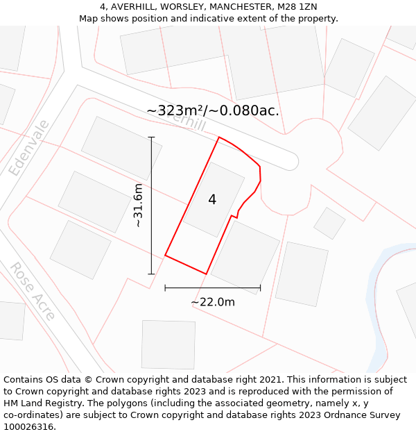 4, AVERHILL, WORSLEY, MANCHESTER, M28 1ZN: Plot and title map