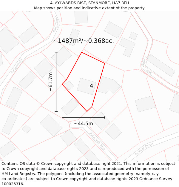4, AYLWARDS RISE, STANMORE, HA7 3EH: Plot and title map