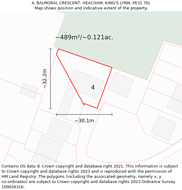 4, BALMORAL CRESCENT, HEACHAM, KING'S LYNN, PE31 7EL: Plot and title map