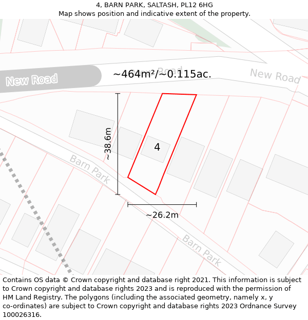 4, BARN PARK, SALTASH, PL12 6HG: Plot and title map