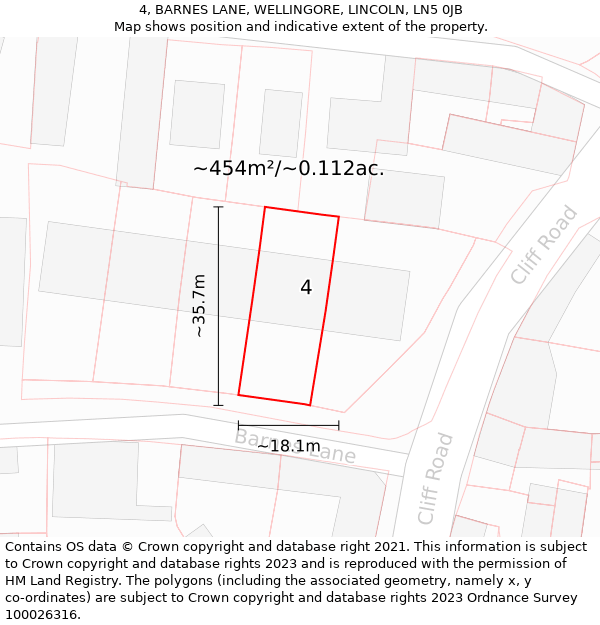 4, BARNES LANE, WELLINGORE, LINCOLN, LN5 0JB: Plot and title map