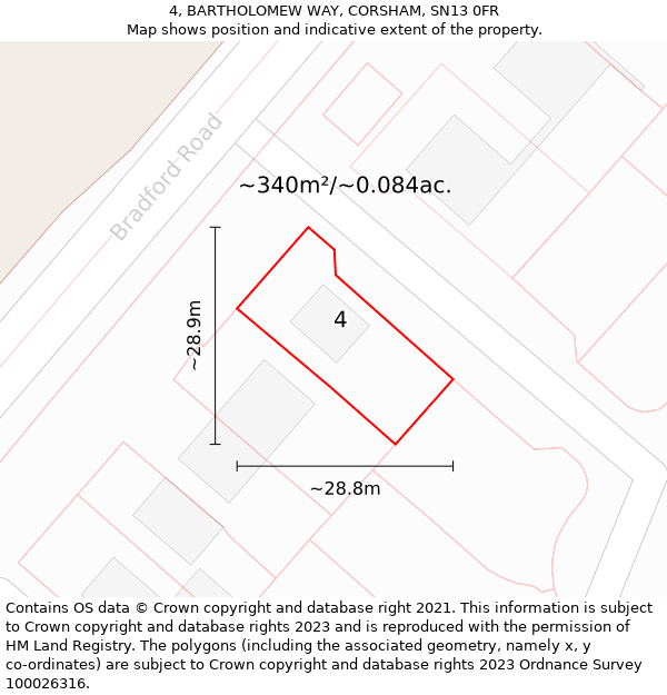 4, BARTHOLOMEW WAY, CORSHAM, SN13 0FR: Plot and title map