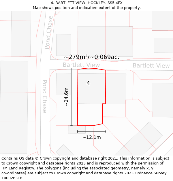 4, BARTLETT VIEW, HOCKLEY, SS5 4FX: Plot and title map