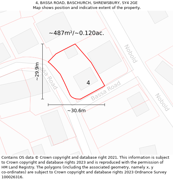 4, BASSA ROAD, BASCHURCH, SHREWSBURY, SY4 2GE: Plot and title map