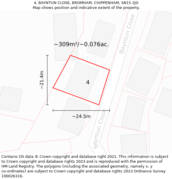 4, BAYNTUN CLOSE, BROMHAM, CHIPPENHAM, SN15 2JG: Plot and title map