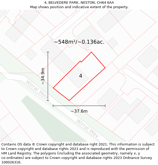 4, BELVEDERE PARK, NESTON, CH64 6AA: Plot and title map