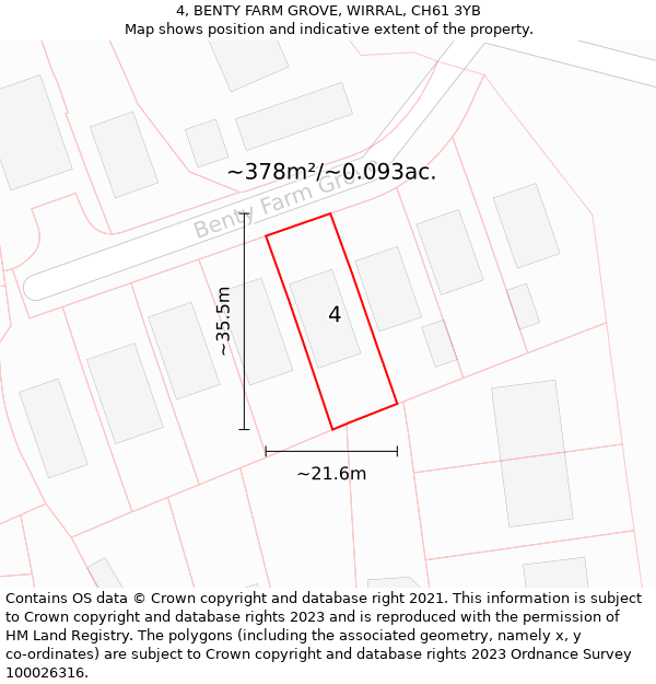 4, BENTY FARM GROVE, WIRRAL, CH61 3YB: Plot and title map