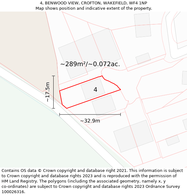 4, BENWOOD VIEW, CROFTON, WAKEFIELD, WF4 1NP: Plot and title map