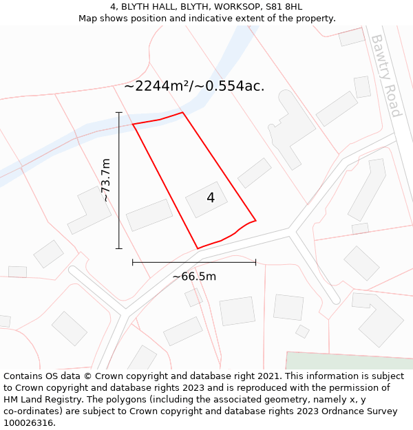 4, BLYTH HALL, BLYTH, WORKSOP, S81 8HL: Plot and title map