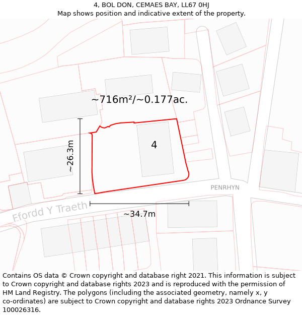 4, BOL DON, CEMAES BAY, LL67 0HJ: Plot and title map