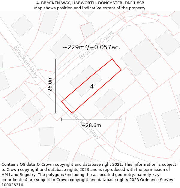 4, BRACKEN WAY, HARWORTH, DONCASTER, DN11 8SB: Plot and title map