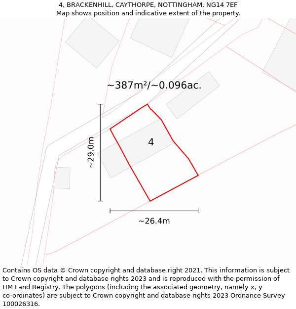 4, BRACKENHILL, CAYTHORPE, NOTTINGHAM, NG14 7EF: Plot and title map